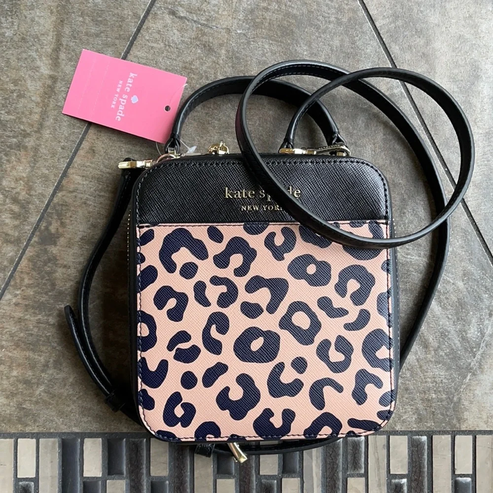 Kate Spade daisy graphic leopard vanity crossbody - Picture 1 of 16